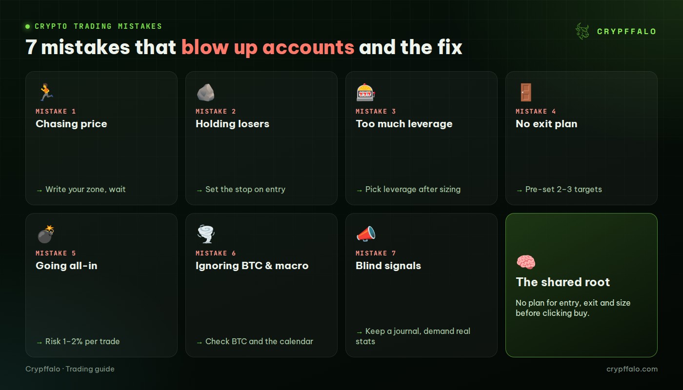 7 crypto trading mistakes and the fix for each