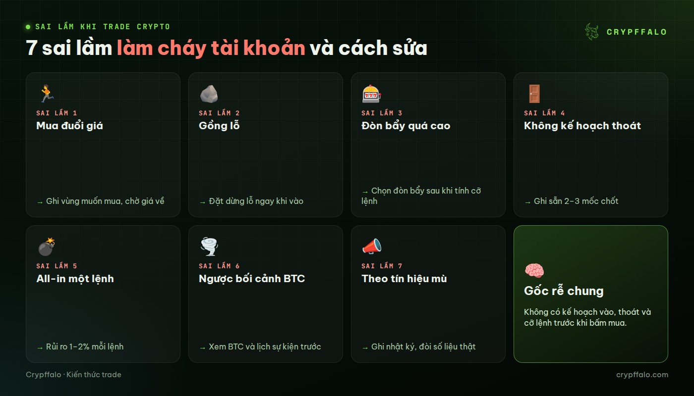 7 sai lầm khi trade crypto và cách sửa từng lỗi