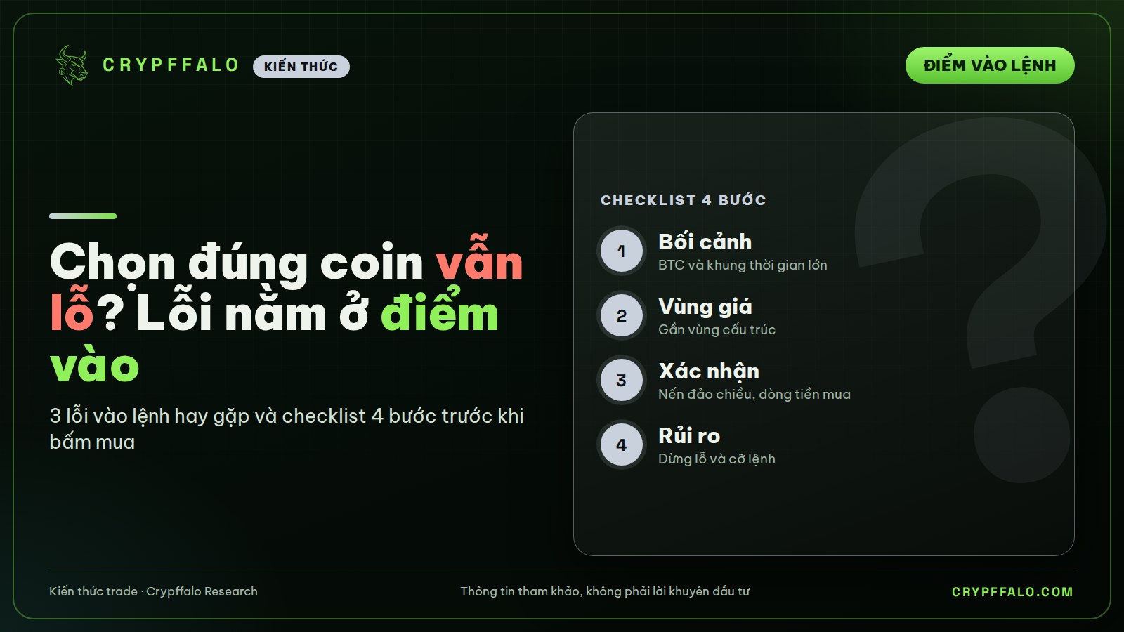 Điểm vào lệnh crypto: vì sao chọn đúng coin vẫn lỗ?