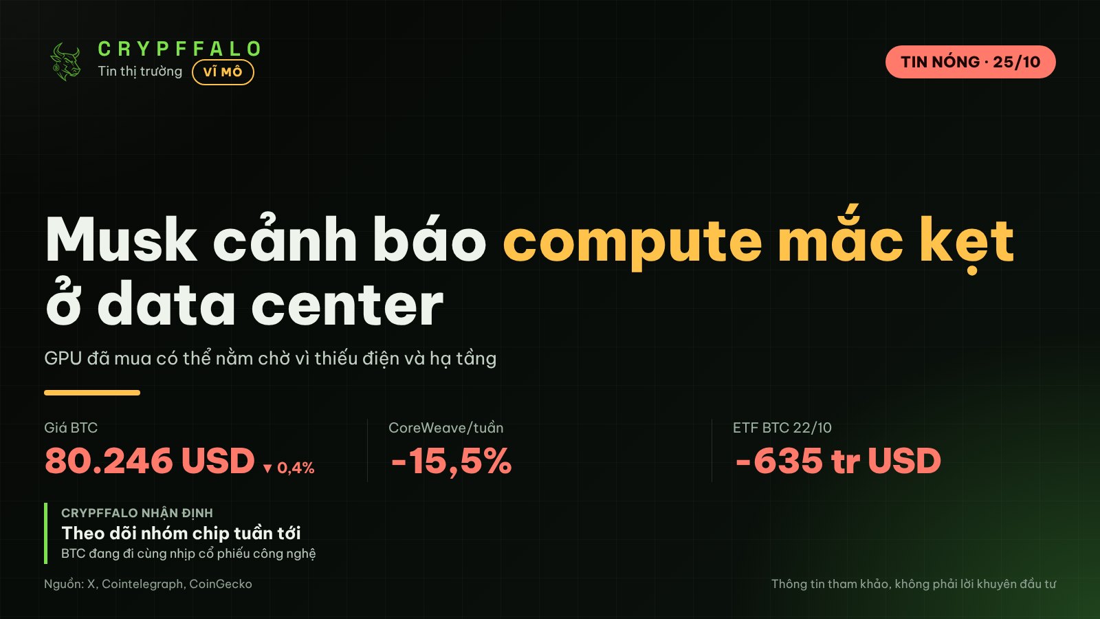 Elon Musk cảnh báo “compute mắc kẹt” ở data center dở dang, cổ phiếu chip bị soi